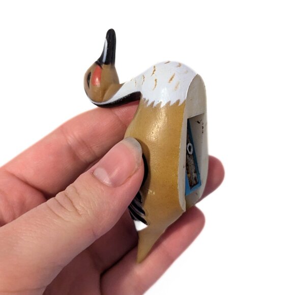 Vintage Painted Duck Pencil Sharpener 1970s Mallard Office Figurine Brown Black - Picture 4 of 7